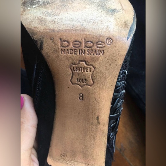 Black Bebe Lace-Up Boots Size 8 - Made in Spain - Picture 3 of 3